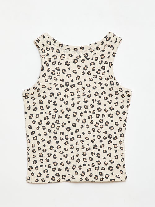 Camisola de alças em algodão canelado com padrão integral - Kiabi