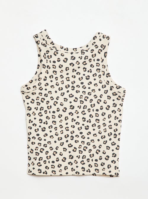 Camisola de alças em algodão canelado com padrão integral - Kiabi