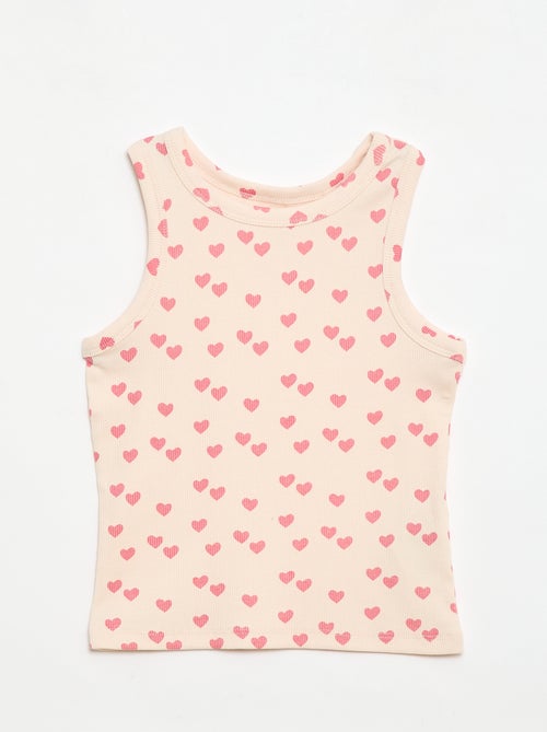 Camisola de alças em algodão canelado com padrão integral - Kiabi