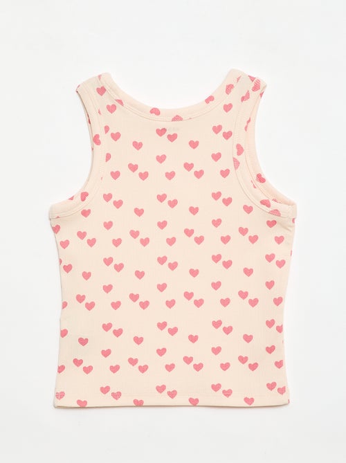 Camisola de alças em algodão canelado com padrão integral - Kiabi