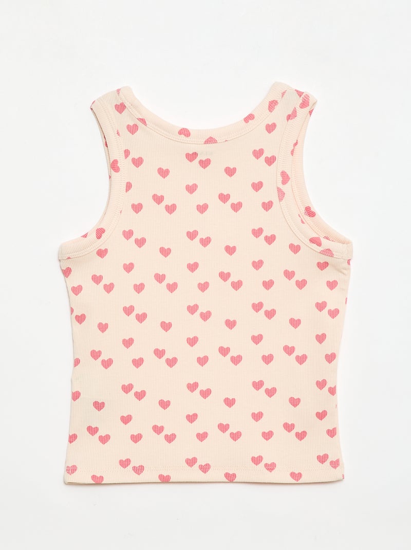 Camisola de alças em algodão canelado com padrão integral Rosa - Kiabi
