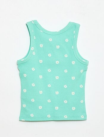 Camisola de alças em algodão canelado com padrão integral