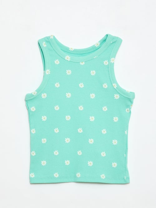 Camisola de alças em algodão canelado com padrão integral - Kiabi