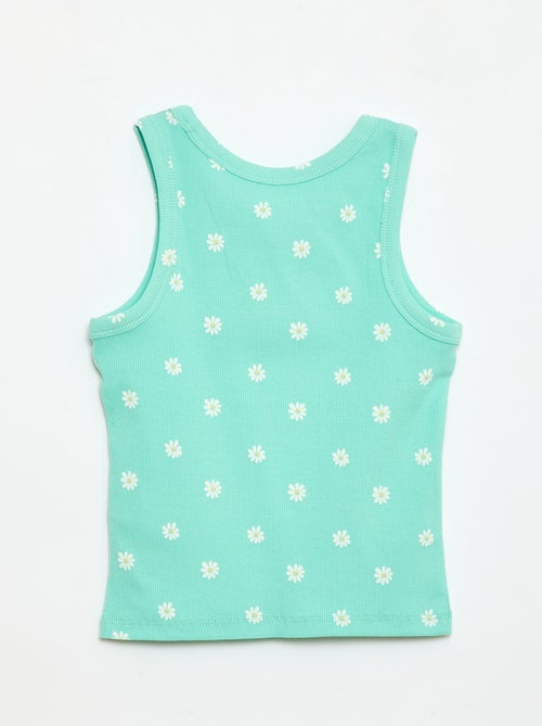Camisola de alças em algodão canelado com padrão integral - Kiabi