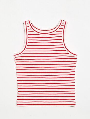 Camisola de alças em algodão canelado com padrão integral