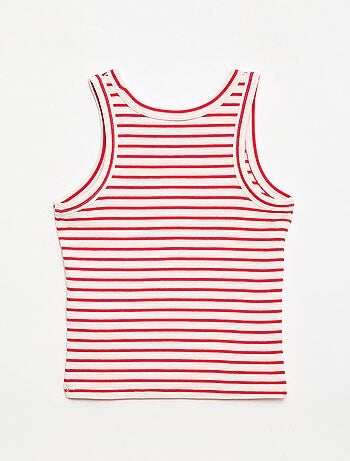 Camisola de alças em algodão canelado com padrão integral