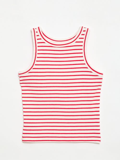 Camisola de alças em algodão canelado com padrão integral - Kiabi
