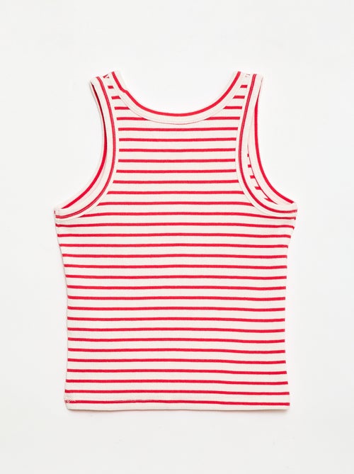Camisola de alças em algodão canelado com padrão integral - Kiabi