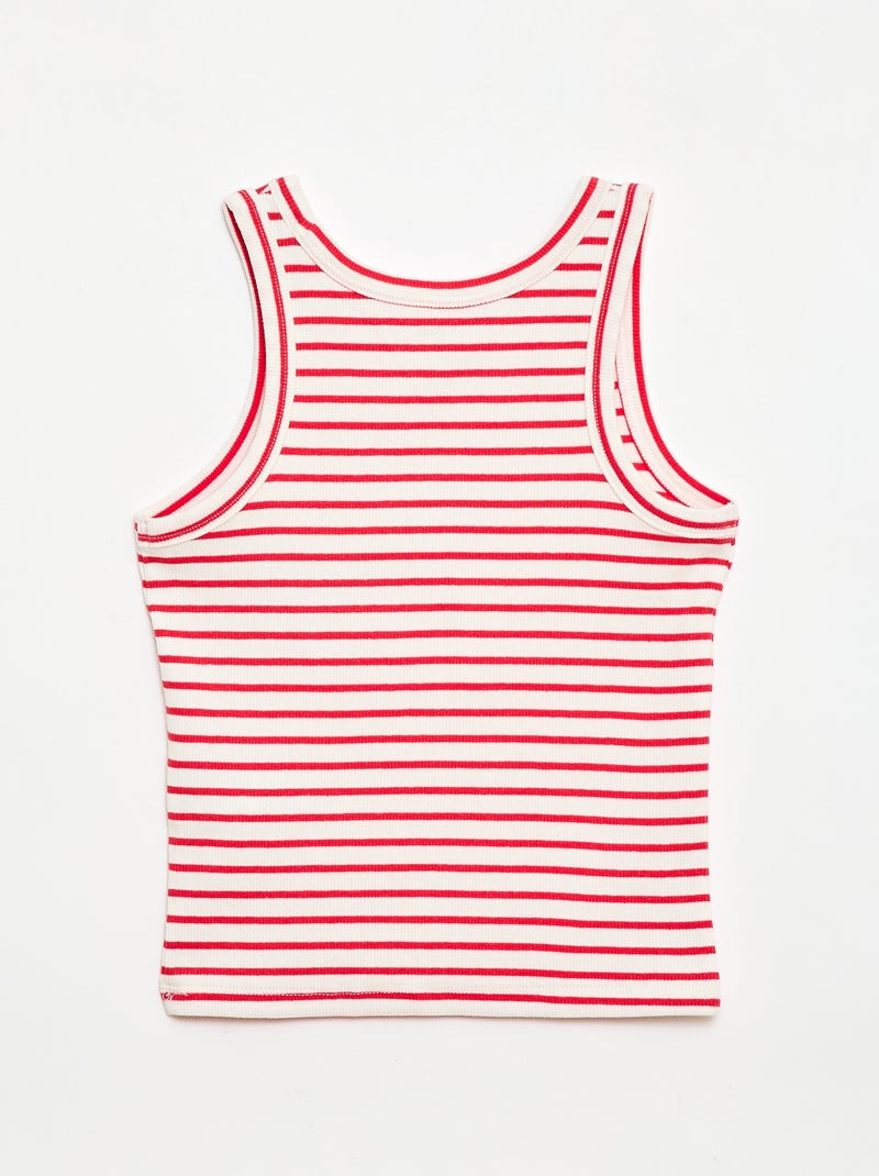 Camisola de alças em algodão canelado com padrão integral Vermelho - Kiabi