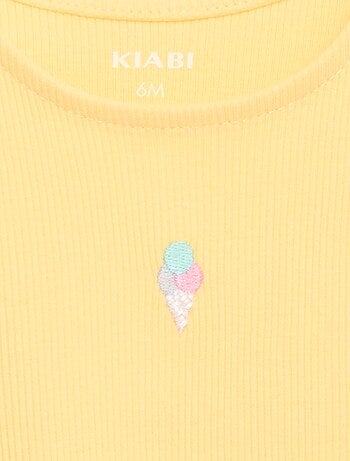 Camisola de alças em canelado com base ondulada