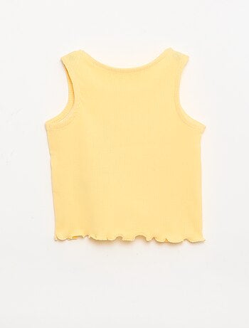 Camisola de alças em canelado com base ondulada