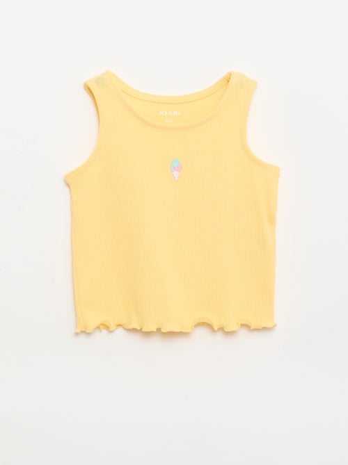 Camisola de alças em canelado com base ondulada - Kiabi
