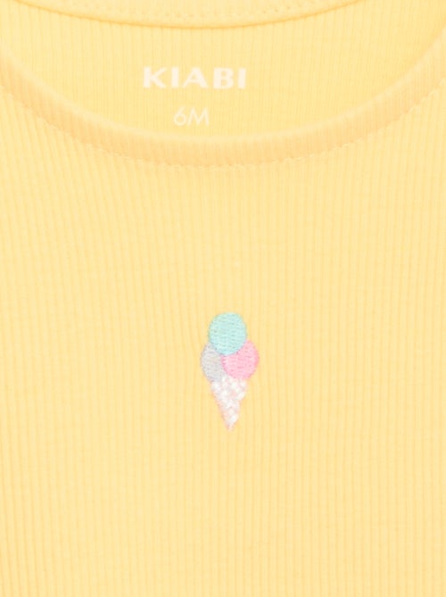 Camisola de alças em canelado com base ondulada - Kiabi