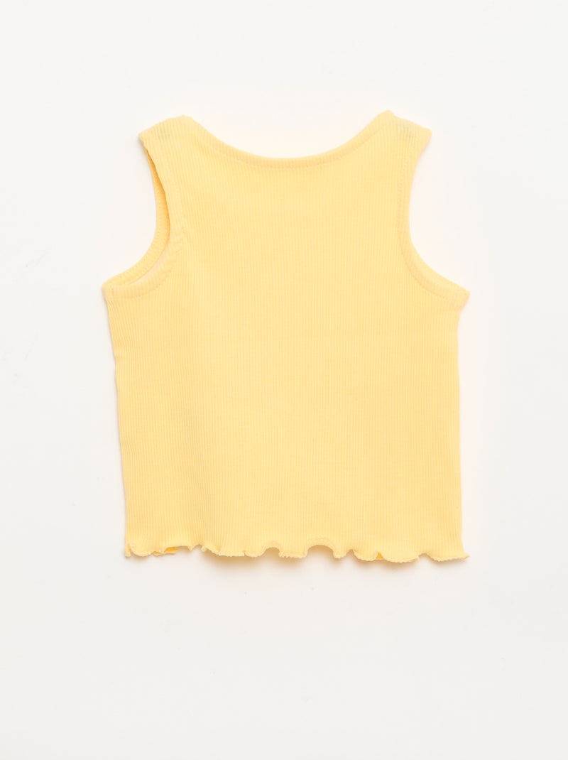 Camisola de alças em canelado com base ondulada Amarelo - Kiabi