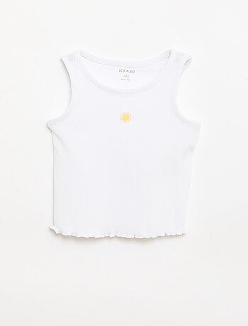 Camisola de alças em canelado com base ondulada