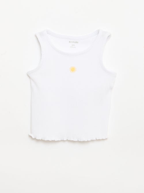 Camisola de alças em canelado com base ondulada - Kiabi