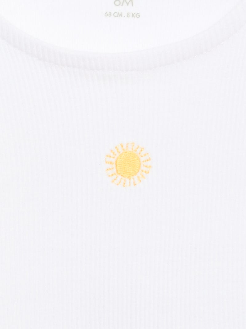 Camisola de alças em canelado com base ondulada Branco - Kiabi