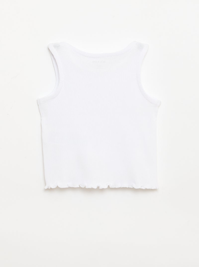 Camisola de alças em canelado com base ondulada Branco - Kiabi