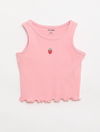 Camisola de alças em canelado com base ondulada