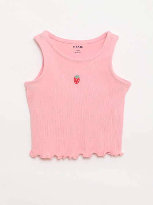 Camisola de alças em canelado com base ondulada - Kiabi