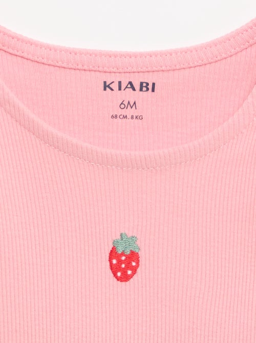 Camisola de alças em canelado com base ondulada - Kiabi