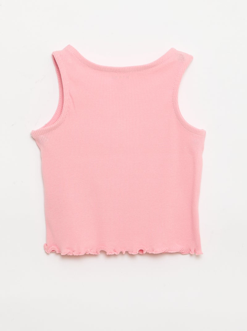 Camisola de alças em canelado com base ondulada Rosa - Kiabi