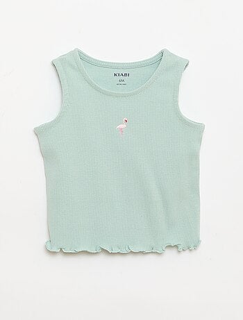 Camisola de alças em canelado com base ondulada