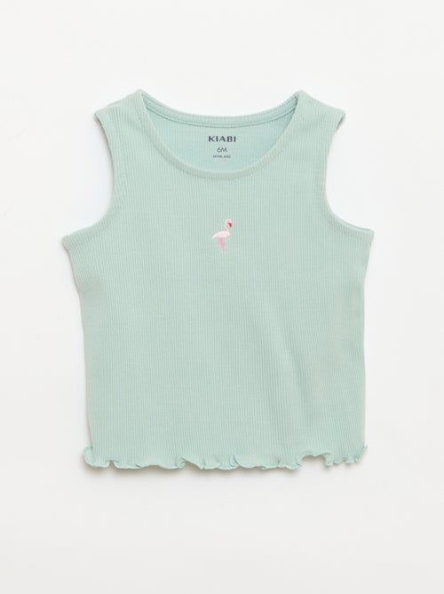 Camisola de alças em canelado com base ondulada - Kiabi
