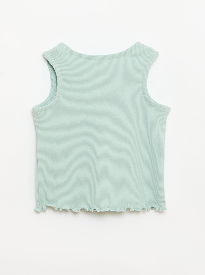 Camisola de alças em canelado com base ondulada Verde - Kiabi