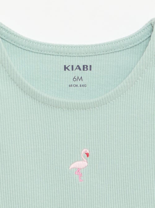 Camisola de alças em canelado com base ondulada - Kiabi