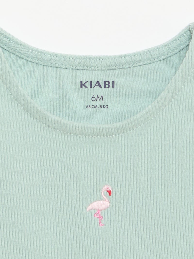 Camisola de alças em canelado com base ondulada Verde - Kiabi