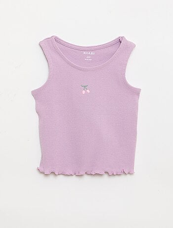 Camisola de alças em canelado com base ondulada