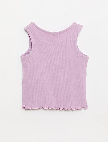 Camisola de alças em canelado com base ondulada