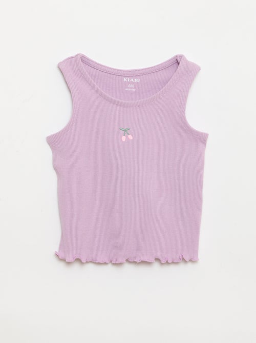 Camisola de alças em canelado com base ondulada - Kiabi