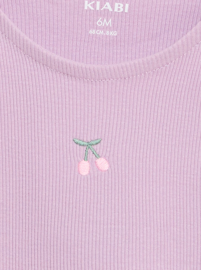 Camisola de alças em canelado com base ondulada Violeta - Kiabi