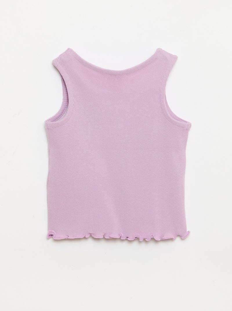 Camisola de alças em canelado com base ondulada Violeta - Kiabi