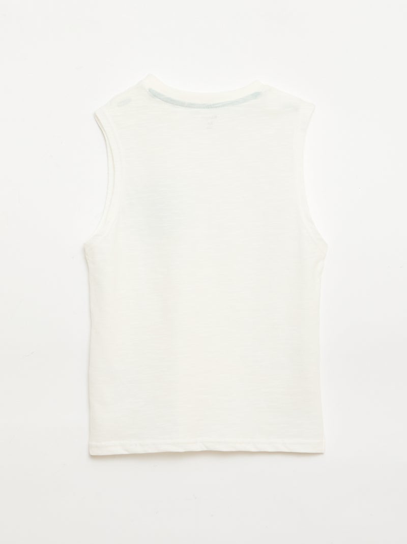 Camisola de alças em jérsei de algodão com estampado Branco - Kiabi