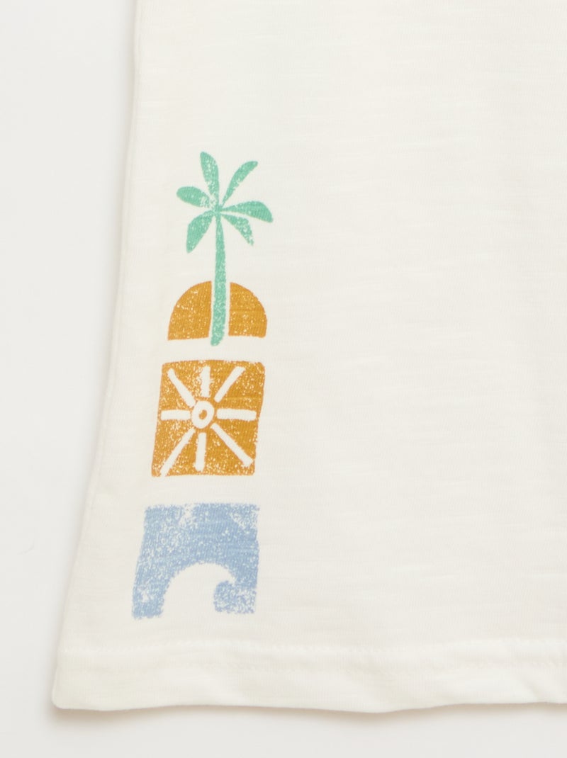 Camisola de alças em jérsei de algodão com estampado Branco - Kiabi