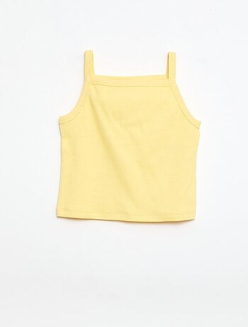 Camisola de alças fina lisa com canelado