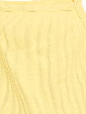 Camisola de alças fina lisa com canelado