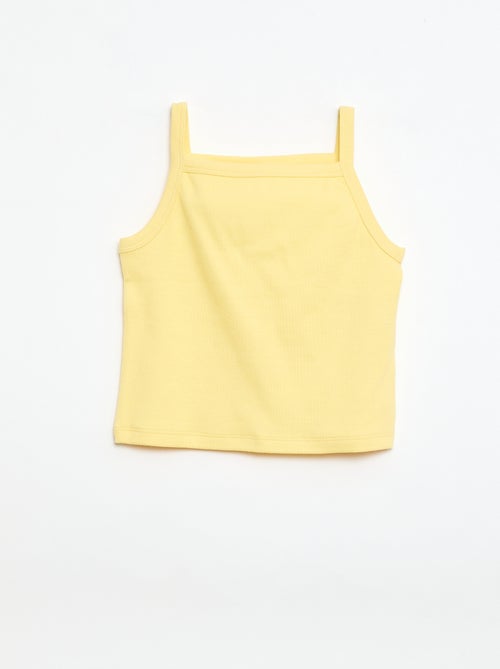 Camisola de alças fina lisa com canelado - Kiabi