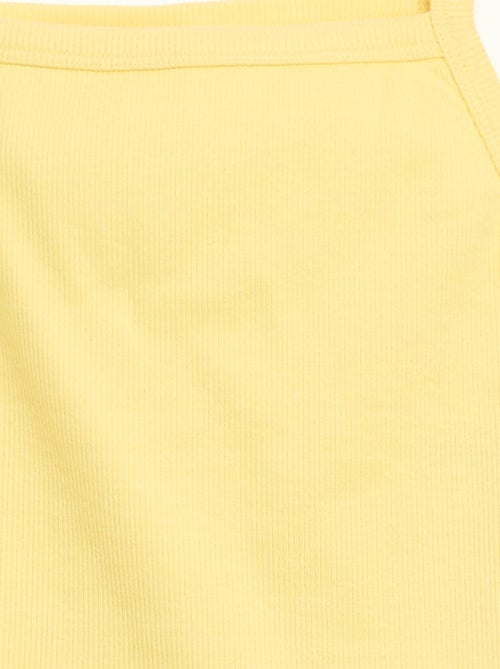 Camisola de alças fina lisa com canelado - Kiabi