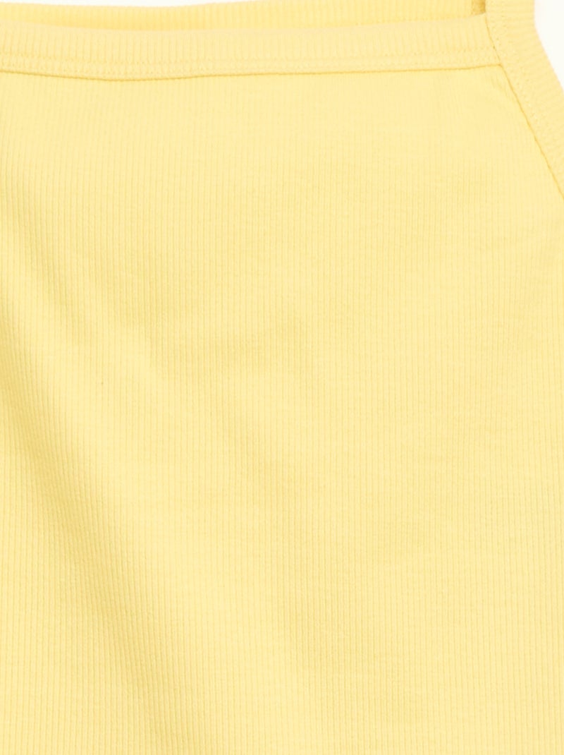 Camisola de alças fina lisa com canelado Amarelo - Kiabi
