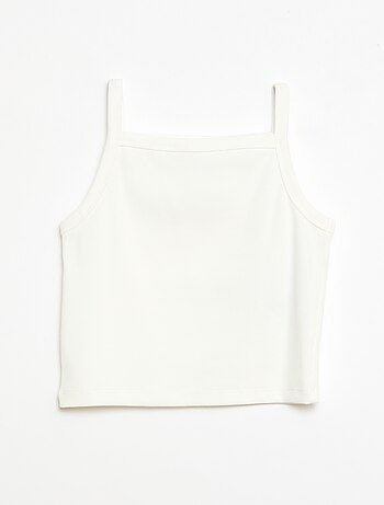 Camisola de alças fina lisa com canelado