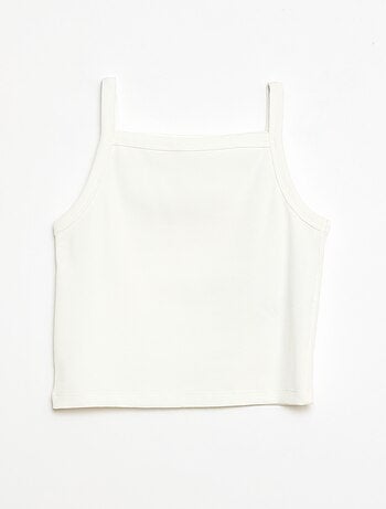 Camisola de alças fina lisa com canelado