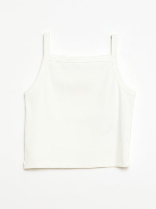 Camisola de alças fina lisa com canelado - Kiabi