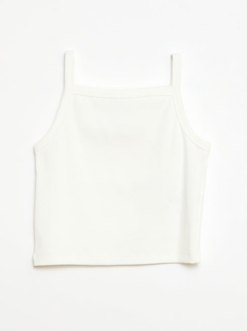 Camisola de alças fina lisa com canelado - Kiabi