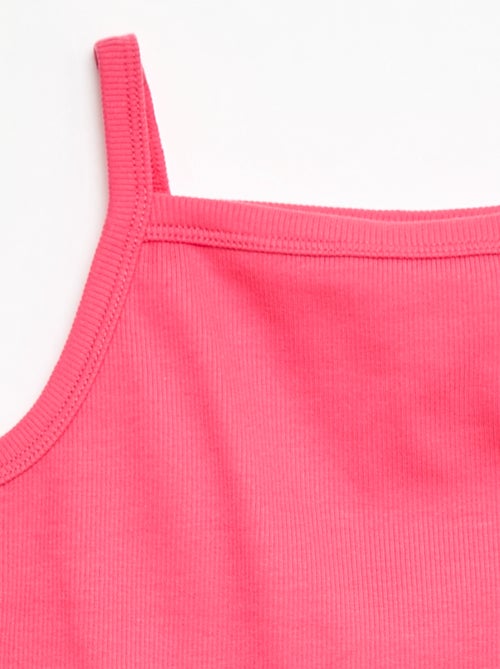 Camisola de alças fina lisa com canelado - Kiabi