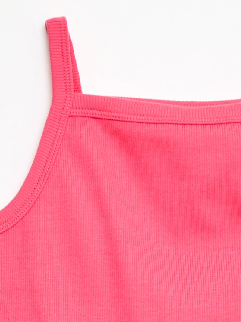 Camisola de alças fina lisa com canelado Rosa - Kiabi
