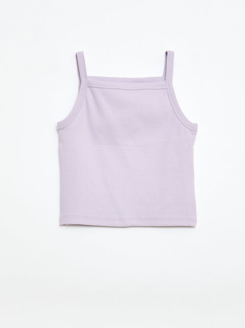 Camisola de alças fina lisa com canelado - Kiabi